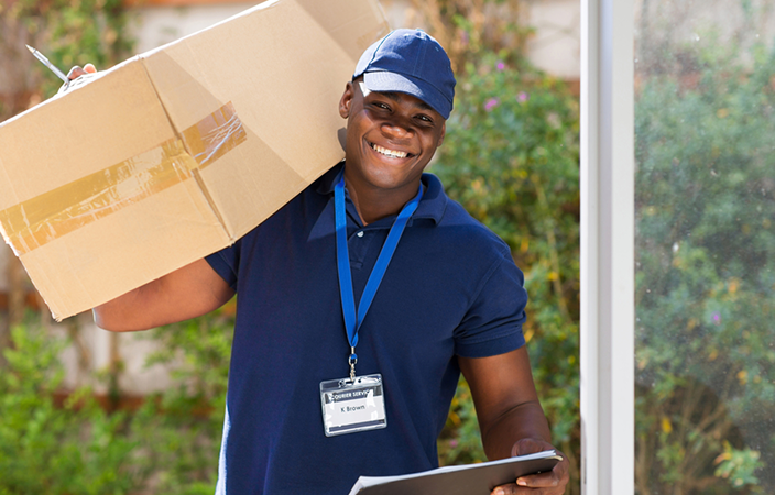 Business mover with clipboard